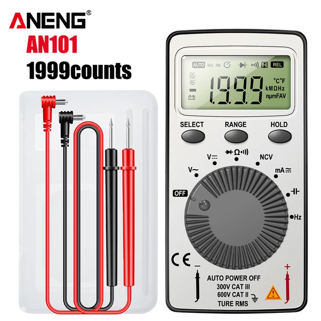 ANENG AN101 Mini Digital Multimeter Multimetro Tester DC/AC Voltage Current Lcr Meter Pocket Professional Testers with Test Lead
