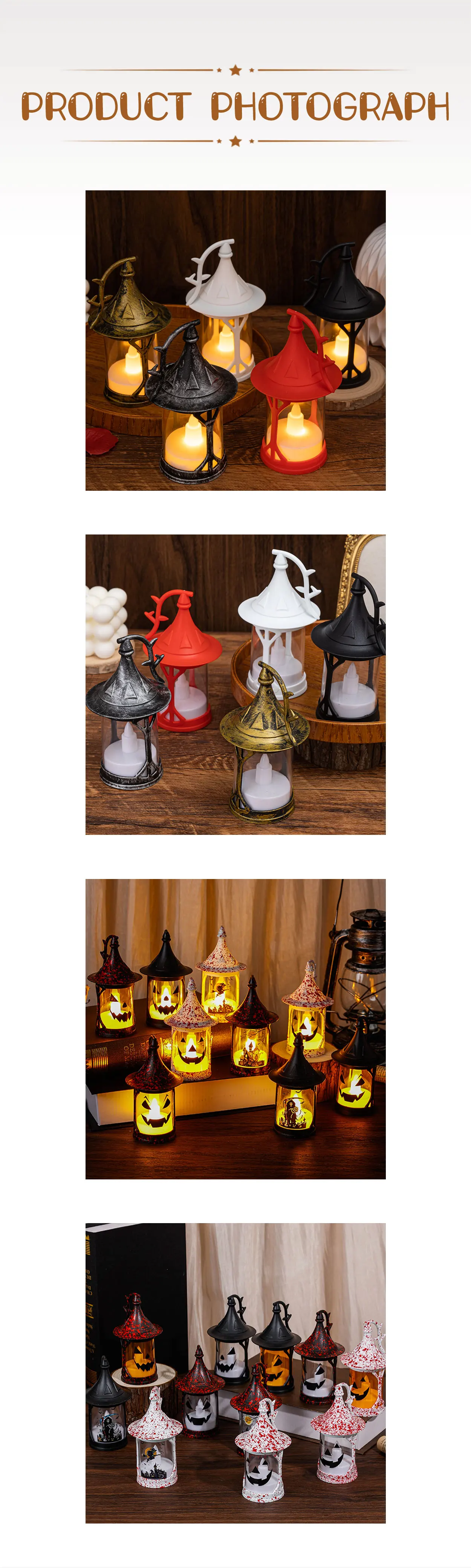 product magic hat wind lamp candle flameless led candle halloween christmas holiday decoration home decoration retro wind lamp-31