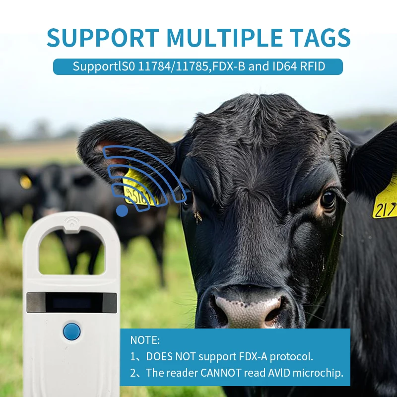 Handheld Animal Microchip Reader 134.2kHz RFID Scanner ISO11784/5 FDX-B for Dog Cat Vet Microchip ID Scanner with OLED