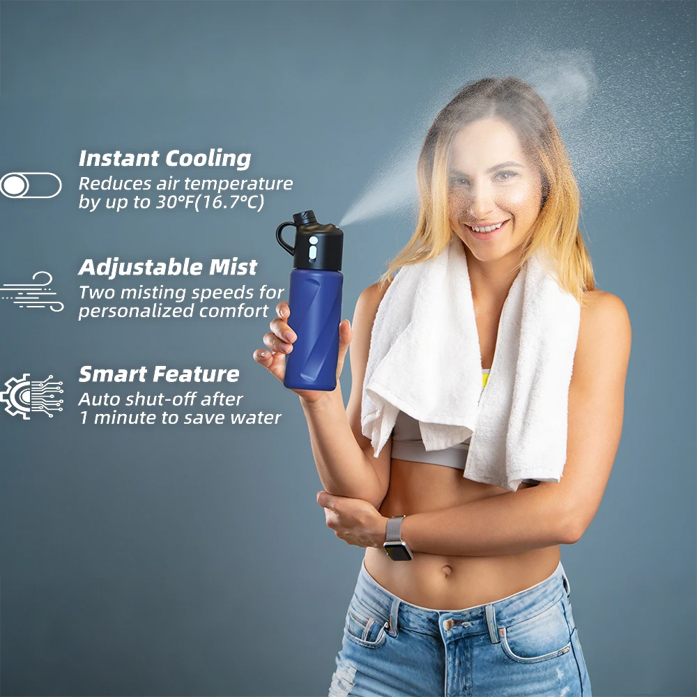 Mini bicchiere termico leggero in acciaio inossidabile con isolamento sottovuoto da 20 oz (590 ml), con nebulizzazione automatica di raffreddamento, ideale per viaggi, viso, idratazione e attività sportive._voghion.com