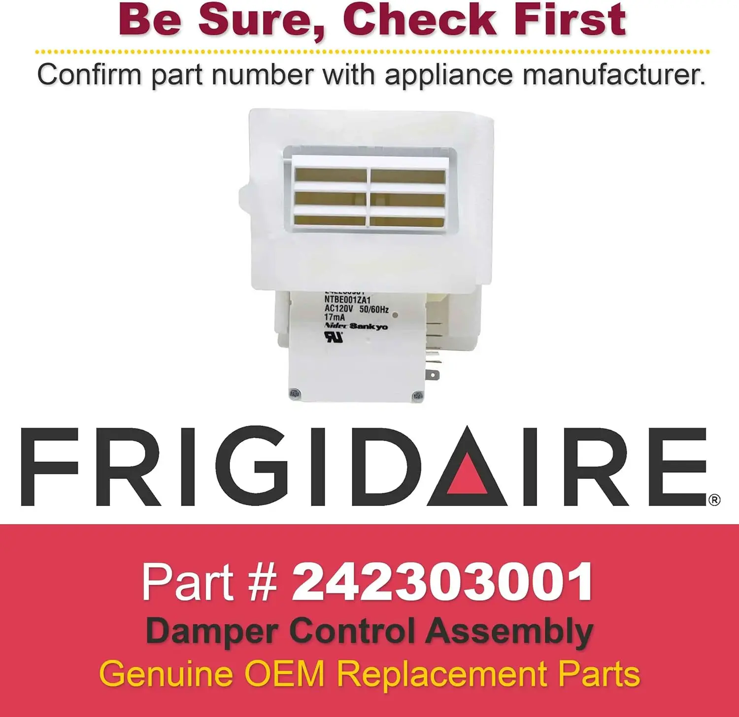 242303001 Genuine Oem Air Damper Control Assembly For Refrigerators