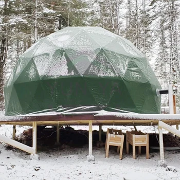 Geodesic Dome Greenhouse Tent Leisure Resort Vacation Outdoor Glamping Round Tent Transparent Luxury Hotel Dome with Insulation