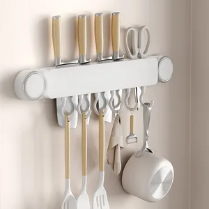 New Plastic Material Kitchen Storage Rack Household Wall-Mounted Knife Rack Spatula Spoon Hook Storage