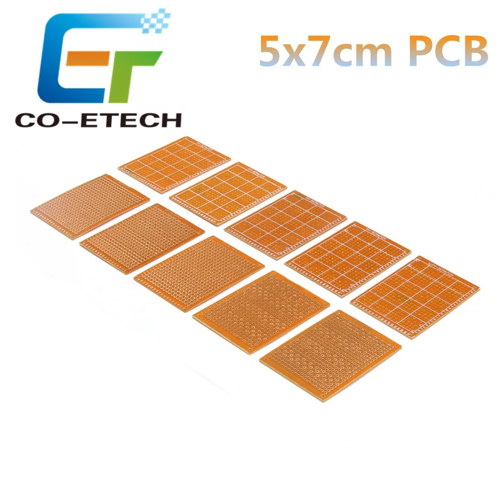5 Stück Einseitige Bakelit-Lochrasterplatte 10x10cm – Raster 2,54 Mm, Loch-Ø 1,0 Mm Für Prototypen