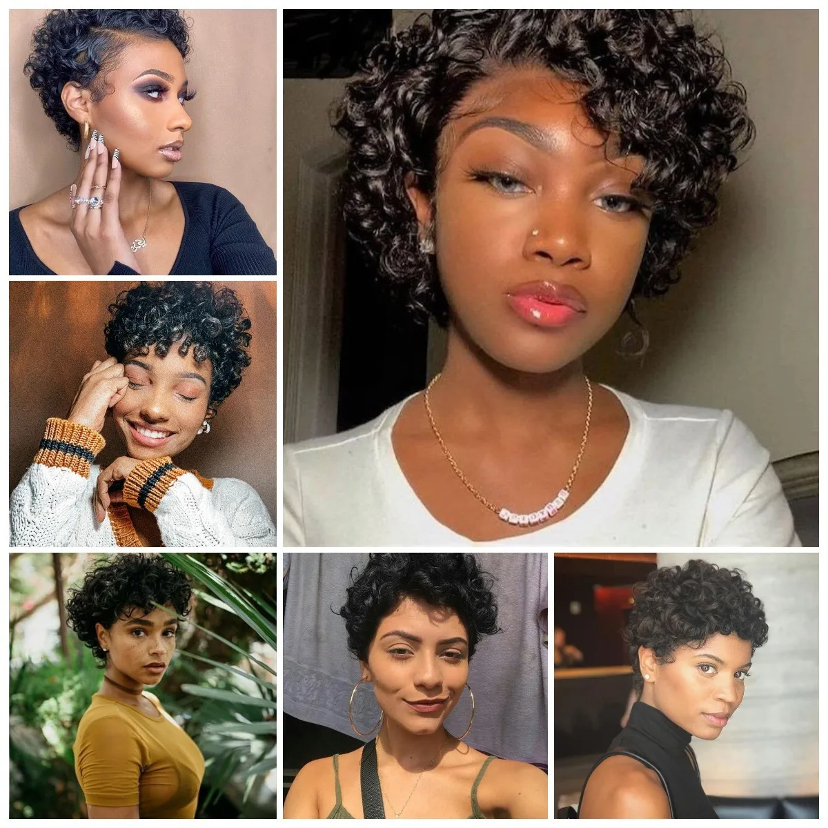Top Sale Hot Style 100 Afro Human Hair Wig Natural Color Short Pixie