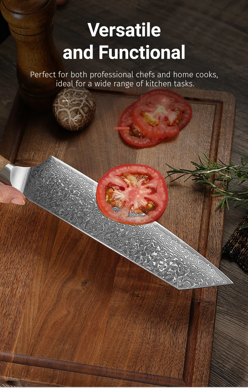 JJ 7 PCs Set 67 Layers Damascus 10Cr15Mov Core Steel Kitchen Knife Set with Olive Wood Handle Custom Stainless Steel Knife Set