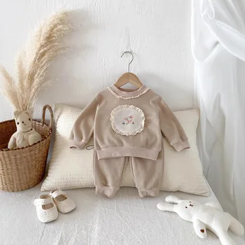 2025 Early Autumn Infant Clothes Baby Girl Casual Outfit Super Cute Sweatshirt Sweatpants Two Piece Set