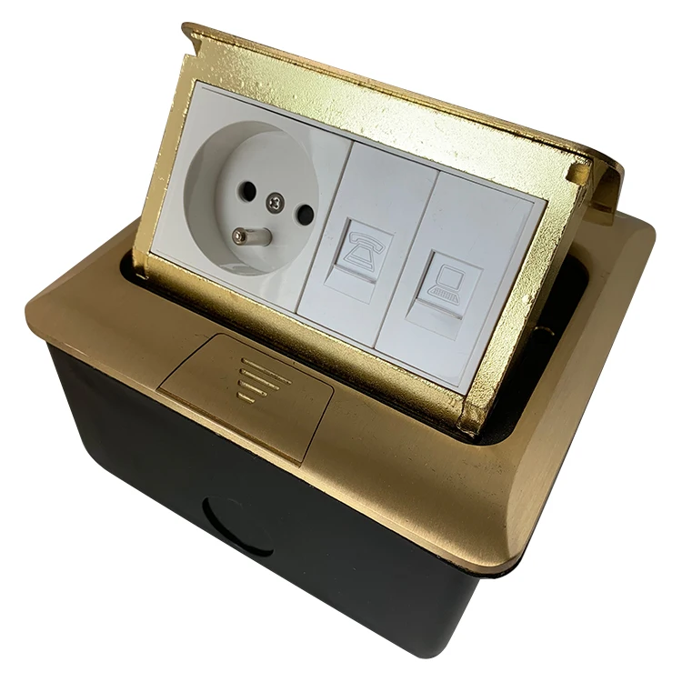 VNX Modern Style UK/US/EU Standard Electrical Power Floor Outlet 2 Digital Data 16A Hidden Type Floor Socket