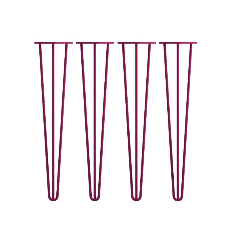Factory Cheap Price 34 Inch 3 Rod Industrial Iron Metal Hairpin Table Legs  Desk Dining Legs Hair Pin Legs