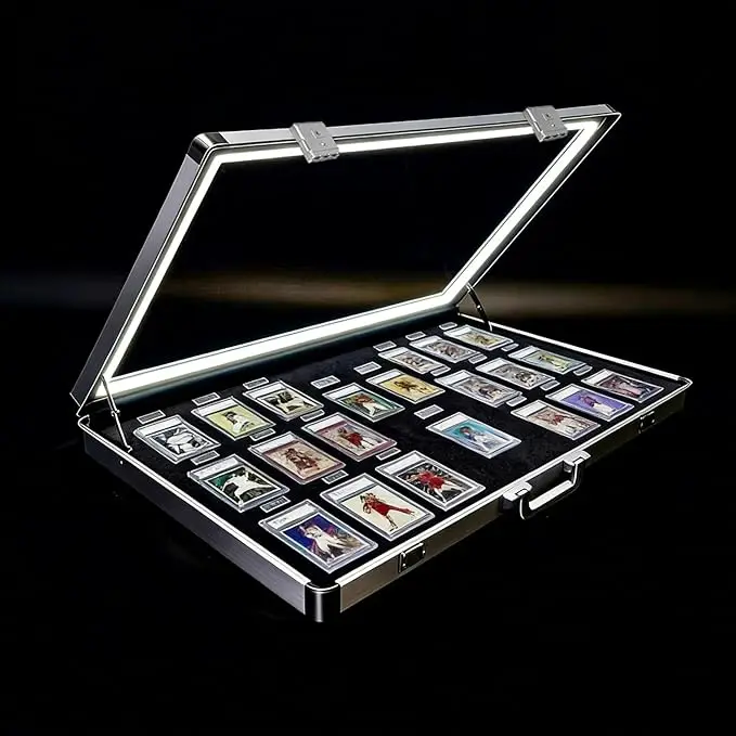 cardfight vanguard card sleeves Amazon.com: Sports Card Display Case Trade Show Display Case for TCG  Pokemon Trading Cards and Jewelry Table Top Display Hold Upto 52 Slabs Made  of Aluminum Acrylic Glass Anti Theft Lock Portable main image 0