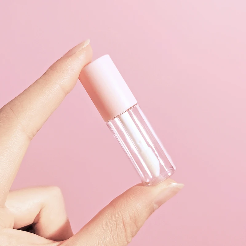 Empty Mini Lip Gloss Tube with Brush Small Lipgloss Tube Liquid Lipstick Tube Packing Cosmetics Screen Printing PET Round Screw