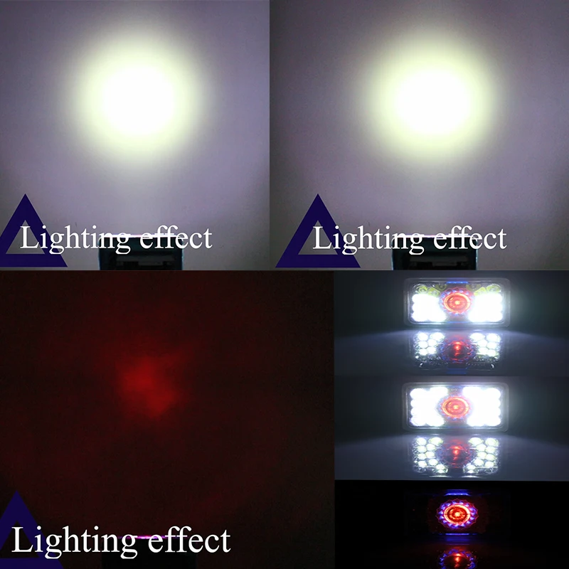 YAYE High Power 18 Beads Motorcycle LED Square Headlight with 1800LM Brightness and 50000 Hours Lifespan