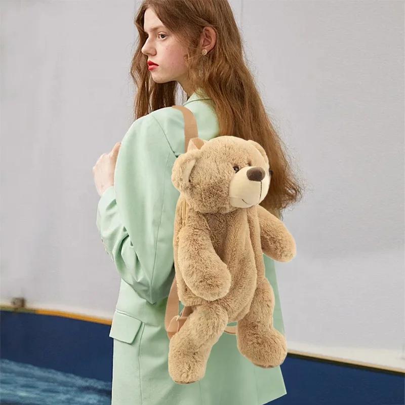 Custom Stuffed Animal Bear Doll Backpack for Kids Deeblue
