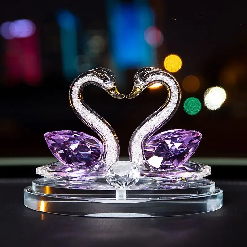 HZ Wholesale Christmas Crystal Glass Swan Wedding Party