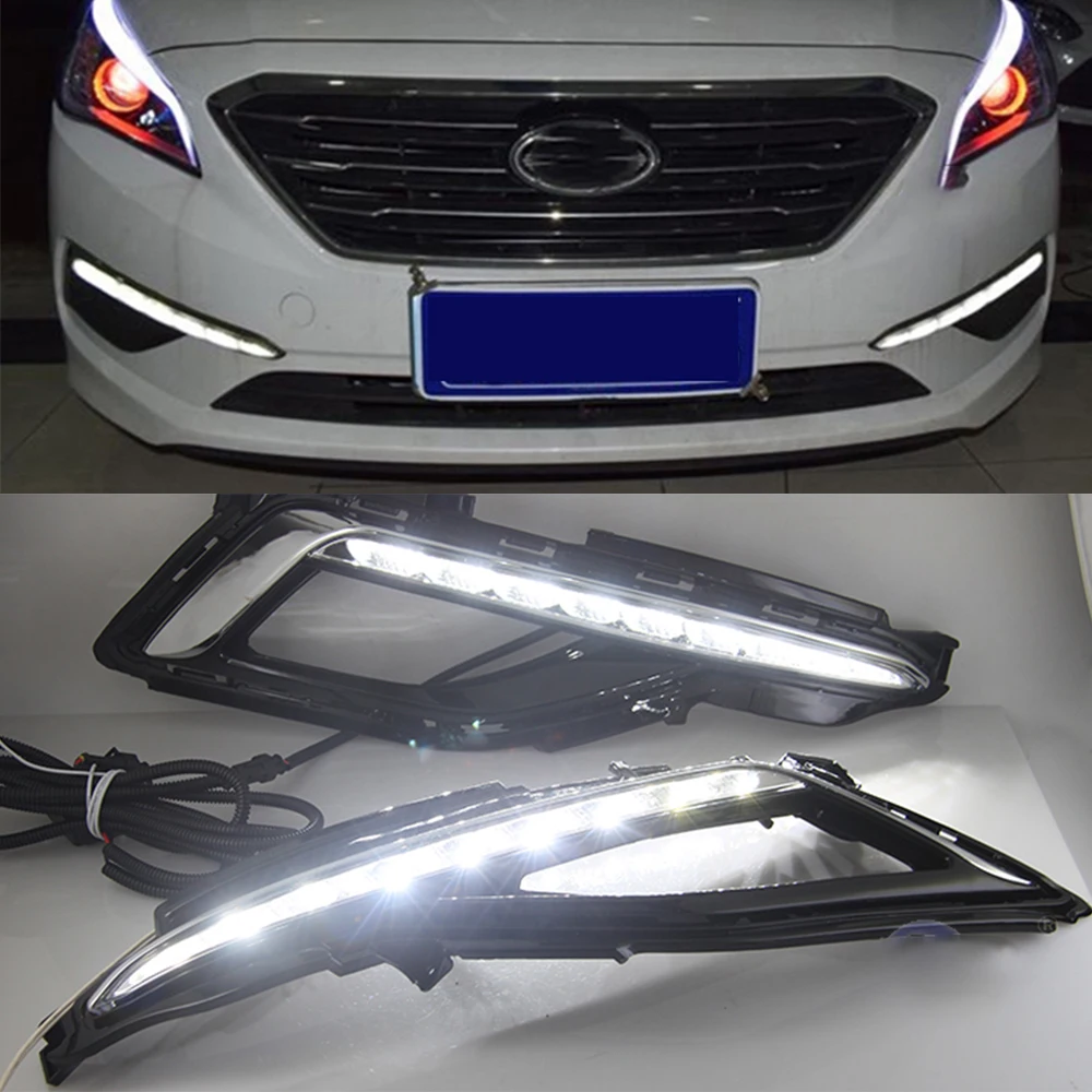 DRL For Hyundai Sonata 9 2014 2015 2016 Fog Lamp Cover Daytime