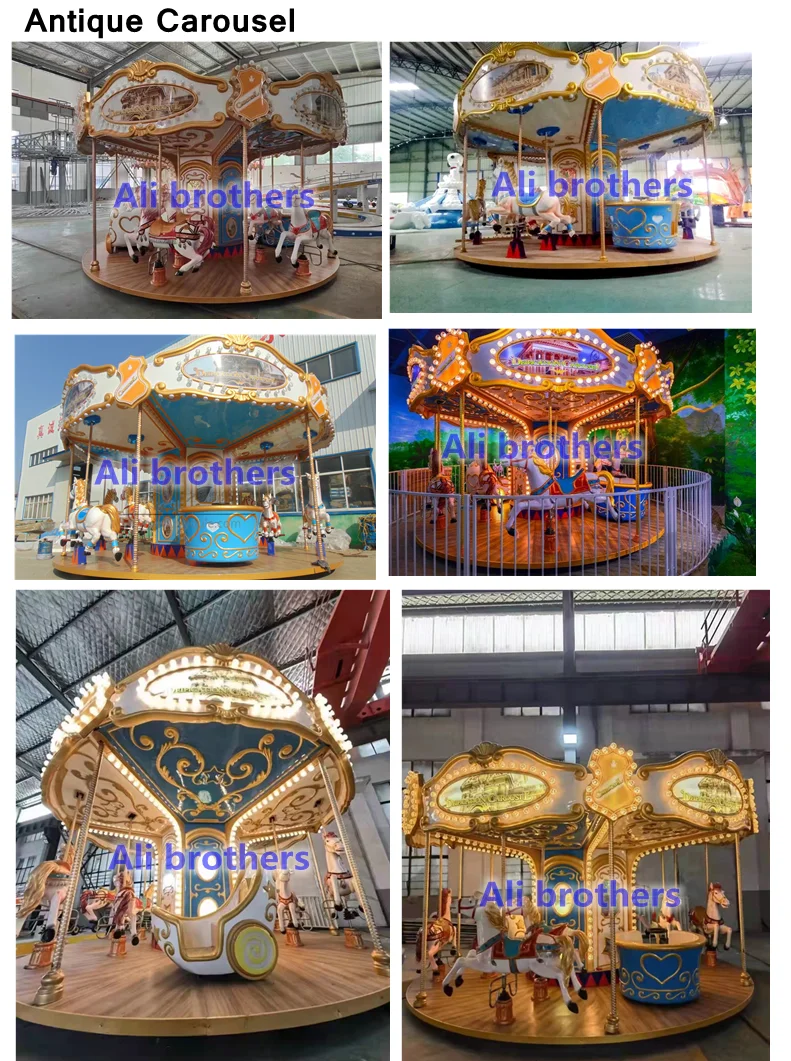 Classical Antique Fiberglass Carousel with 12 Seats for Sale