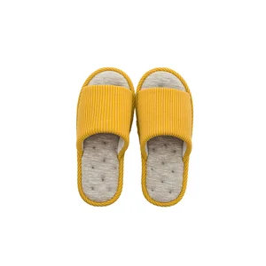 Fashionable Open-Toe Linen & Cotton Indoor Floor Shoes Soft Non-Slip New Couple for Slippers for Spring Summer Fall Winter