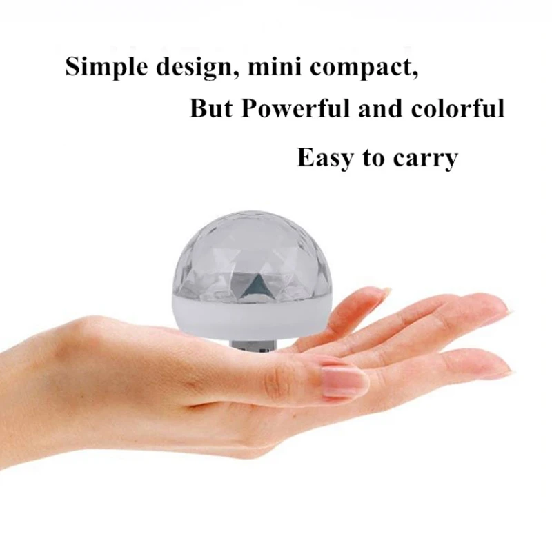 USB Mini Voice-Activated Magic Ball Disco Light Mini Portable Strobe Light LED RGB Car USB Atmosphere Light factory