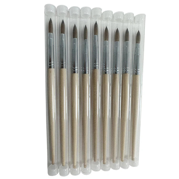 Высококачественные экологически чистые деревянные ручки овальные колинские акриловые кисти для ногтей инструмент маникюра кисть пудры