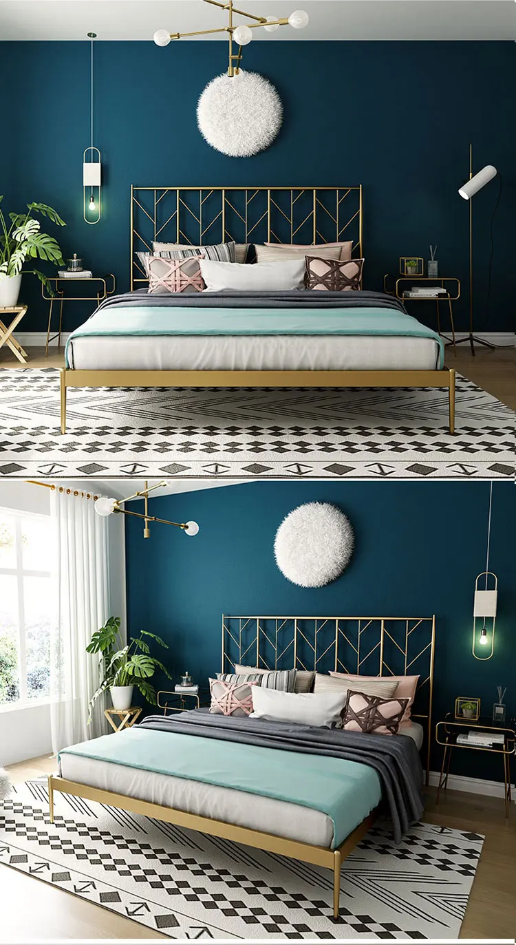 Linsy  King Size Beauty Classical Adult Simple Metal Steel Platform Beds Eo1A-A