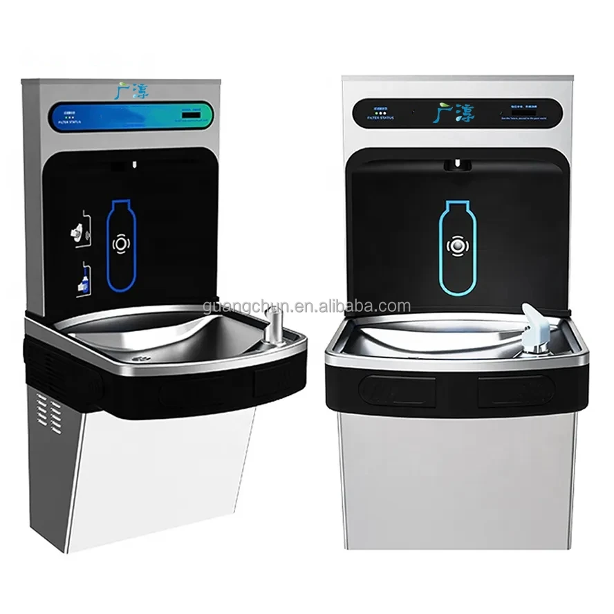 Electric Stainless Steel #304 Compressor Cooling Cold Water Dispenser Wall-Mounted Stand Bottle Filling Station Office Outdoor