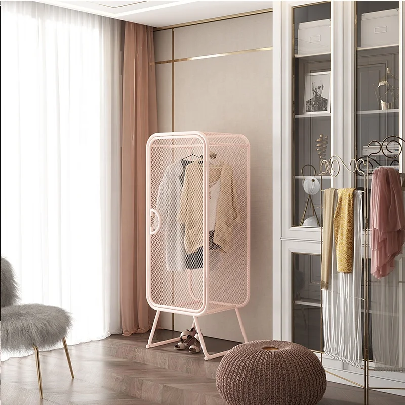 2021 Modern Hanging Storage Bag Interlayer Drawer Custom Walkin pink 2 Door Metal Organize Wardrobe
