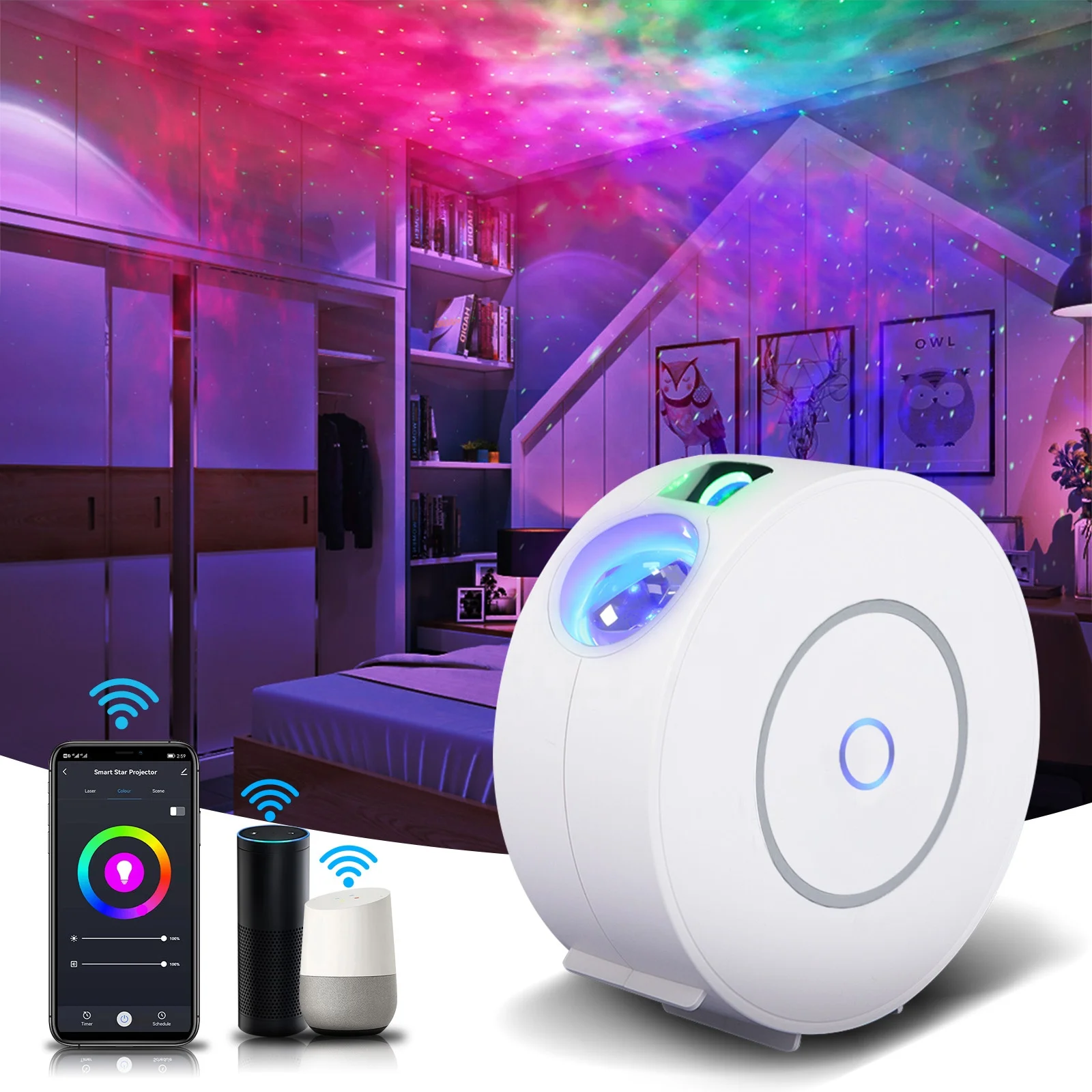 NANXIN Upgrade Smart WIFI  Projector 3 in 1 APP Control Starry Sky Star Projector
