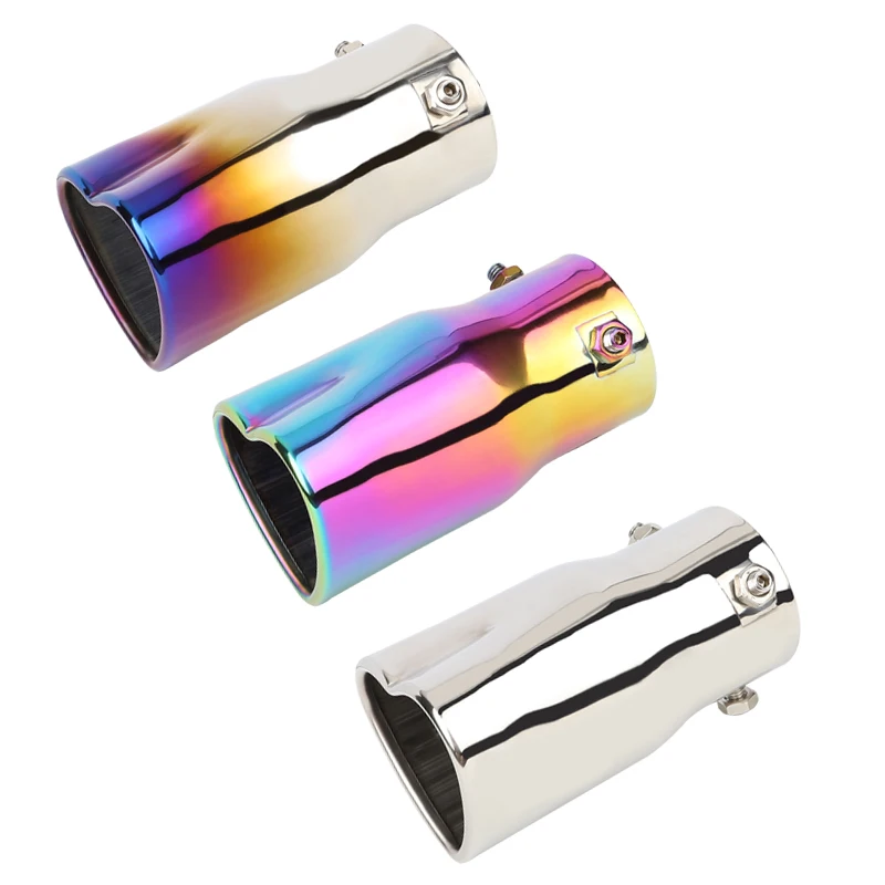 Mcb-Tunning Car Heart Shape Blue Exhaust Muffler Tip Pipe 63mm Inlet 205mm Long