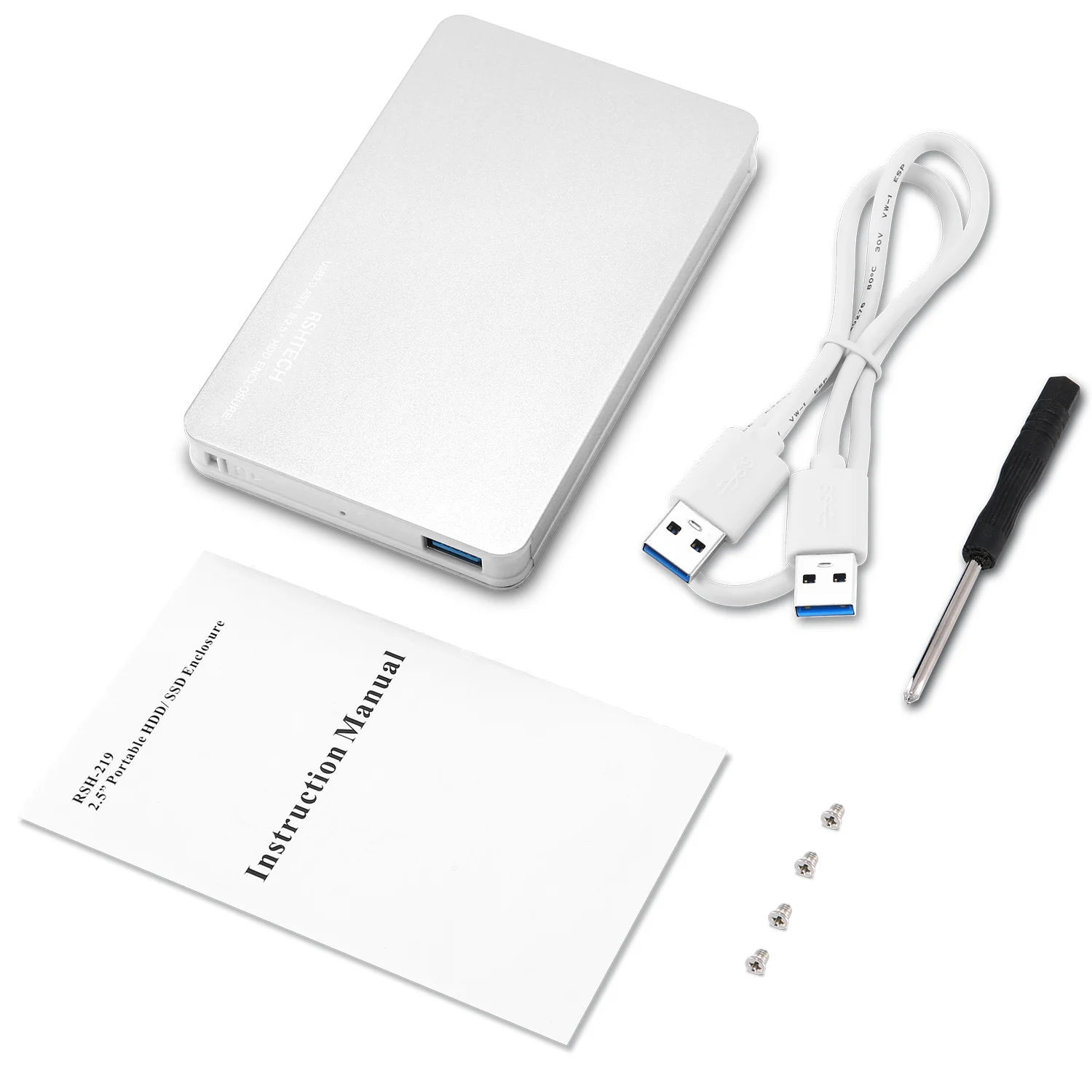 RSHTECH Portable HDD/SSD Enclosure Hard Disk Enclosure with UASP Protocol  USB Inch SATA Hard Drive Enclosure
