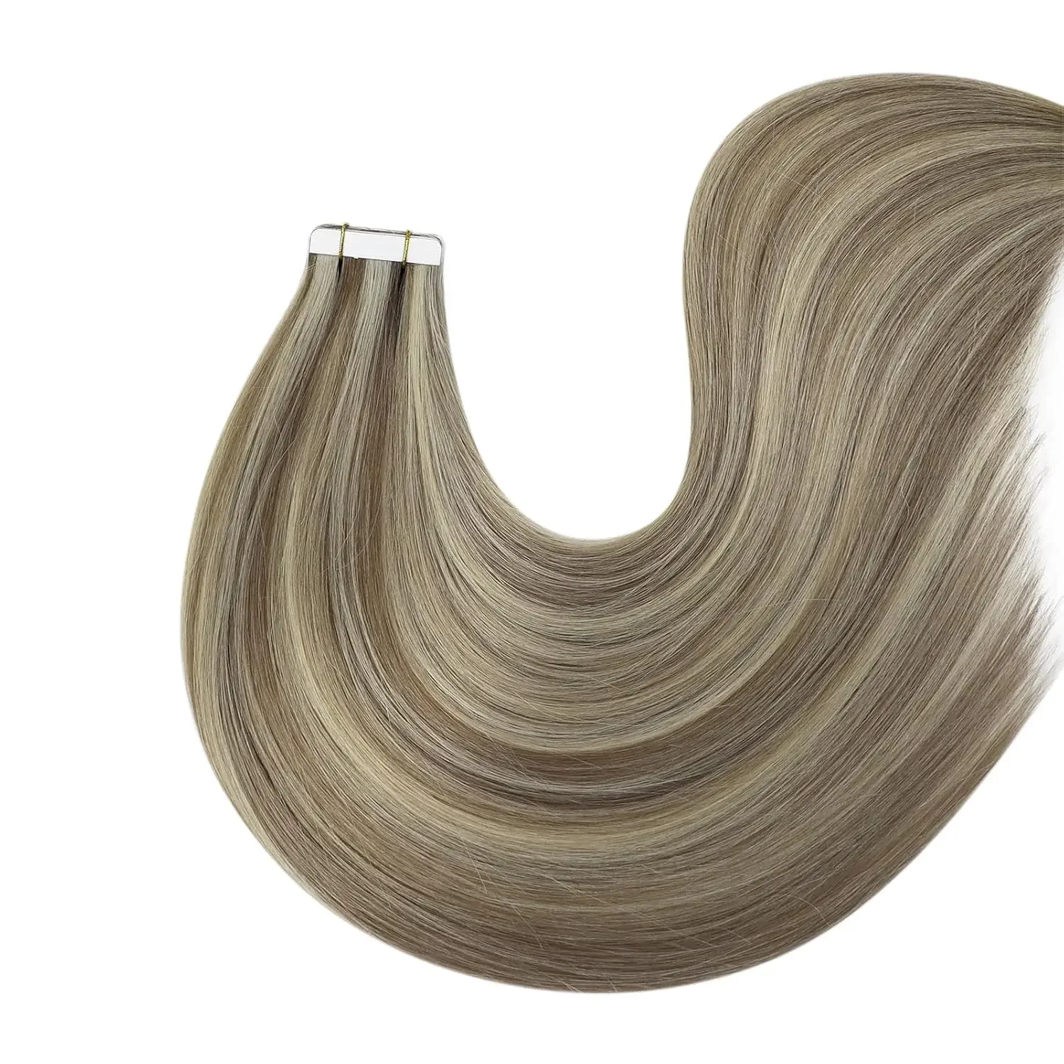 Laavoo Tape in Extension per capelli umani 20 pezzi, con effetto evidenziatore, capelli veri naturali Remy, lisci, con trama in pelle, con nastro in extension per capelli_voghion.com