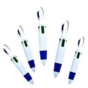 Wholesales Bulk Mountaineering Buckle 4 in 1 Plastic Ballpoint Pen With Portable Pocket Printable Logo Advertising for Gift