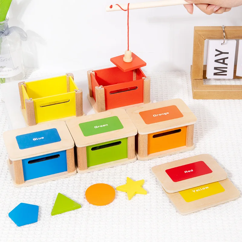 Neu Holz Montessori Spielzeug Form Kognitive Farbe Klassifizierung Münze Box Feine Motor Fähigkeiten Spielzeug Edcuationl Für Kinder