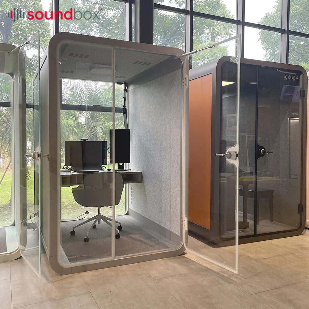 Soundbox Movable Silence Booth Soundproof Middle Size 2 Seat Indoor Office Use Office Pod