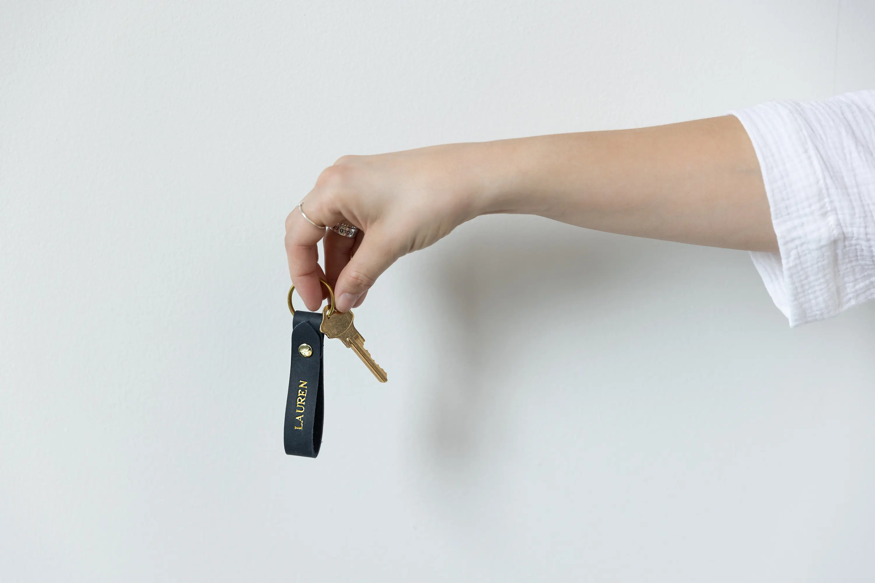 Handmade Personalized Leather Keychain Custom Leather Keychain Gift for Him