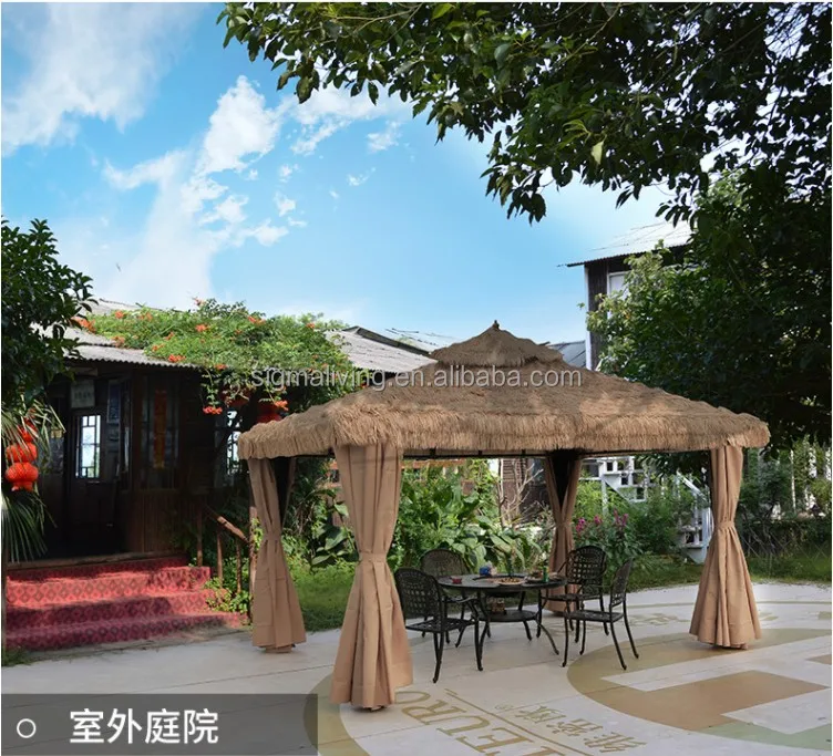 Steel outdoor garden gazebo thatched cottage thatched shed awning tent gazebo sale