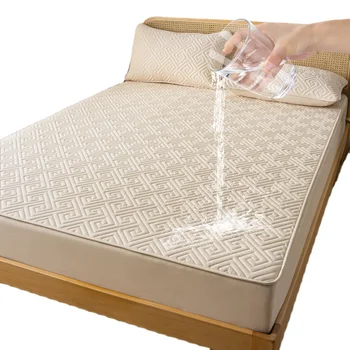 Wholesale Quilted Bamboo Mattress Protector Whole Sale Waterproof Bed Cover for Adults Plain Style for Home or Hospital Use