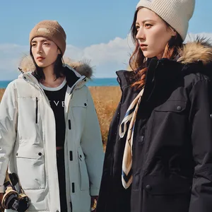 New Arrival High Quality Fashion Women's Winters Parka High End Thick Waterproof Hooded Goose Down Jacket With Fur Collar
