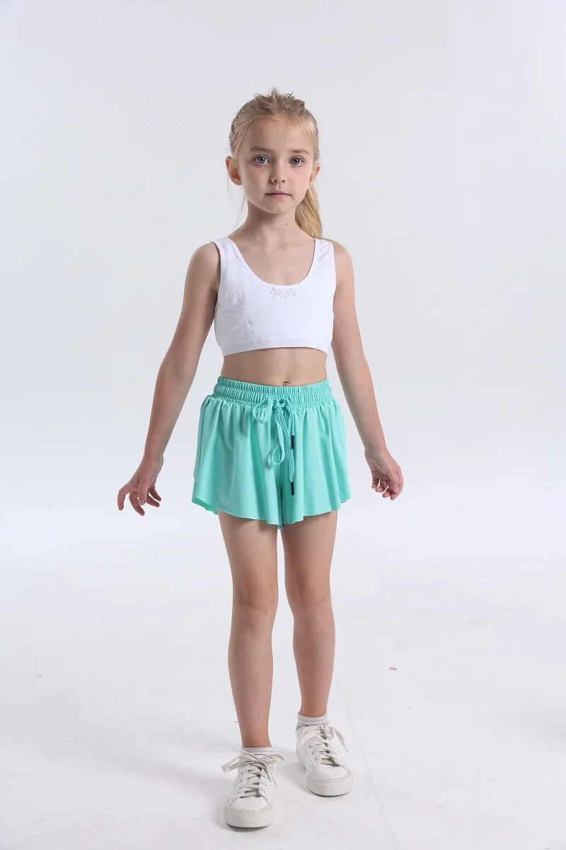 2 In 1 Flowy Running Yoga Shorts Women Gym Sport Kid Biker Butterfly