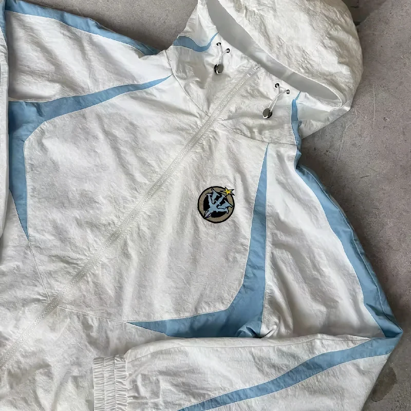 Wholesale Oem Waterproof Track Suits Mens Color Blocked Polyester Nylon Jacket and Shorts Windbreaker Set Manufacturers for Men gallery 3