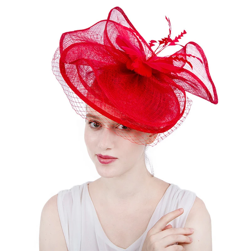 red large fascinator