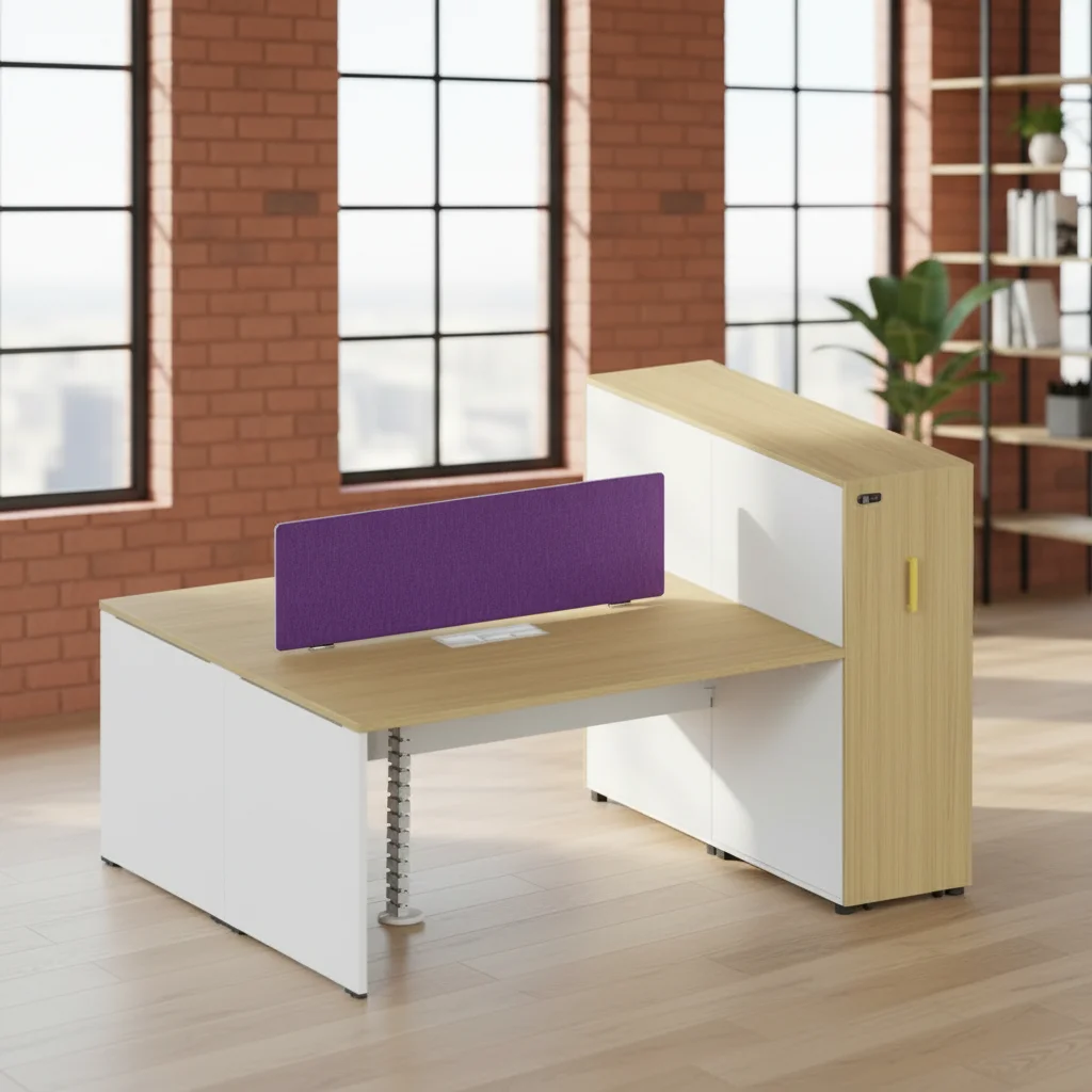 Double Row Integrated Storage Workstation Team Office Layout ABS Connection System Modern Furniture 4