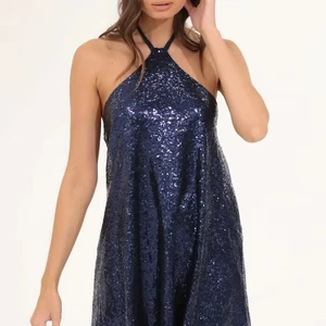 Fashion Sexy Halter Neck Sequined Backless Dress for Women Shiny New Style Short Skirt