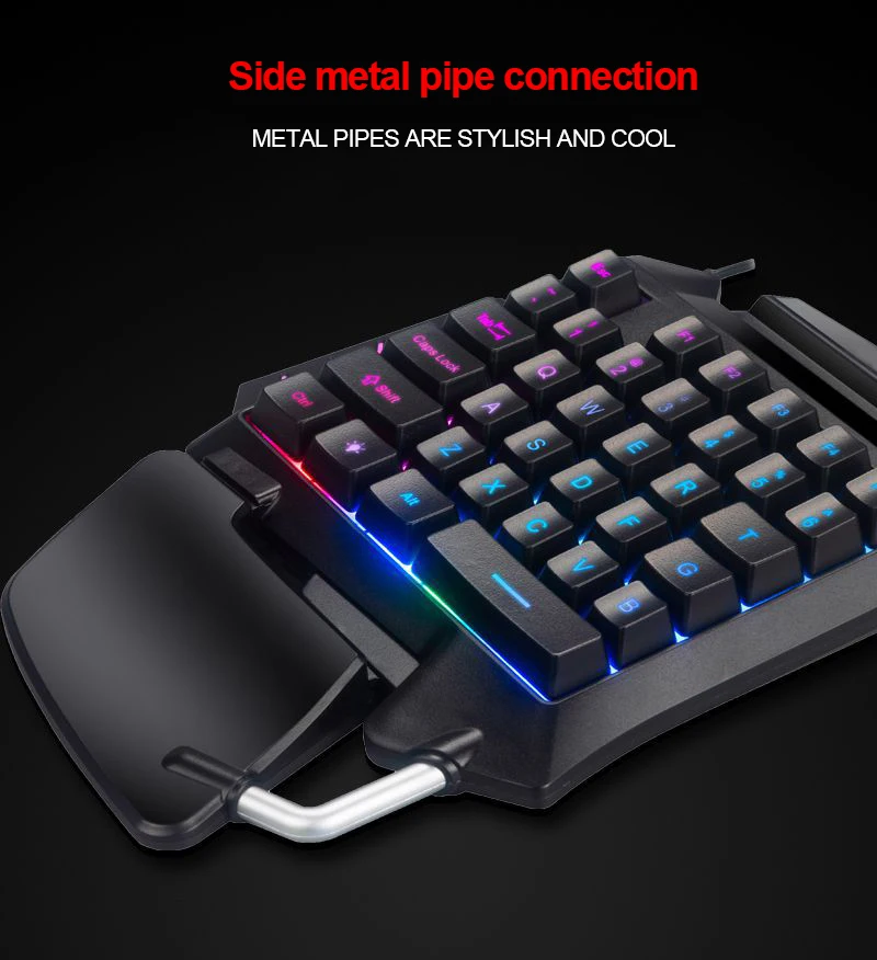 Amazon Popular Mini One Handed Keyboard Colorful RGB Game Wired Keyboard For Mobile Phones Laptops