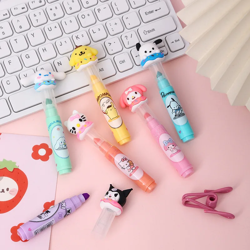 YuBon 36pcs/Box Highlighter Melody KT Cinnamoroll Cute Children Drawing Marker Cartoon Students Learn Stationery Supplies