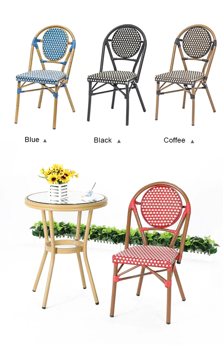 Rattan Outdoor Restaurant Garden Parisian Bistro Dining Stackable