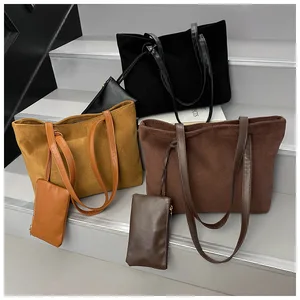 Suede Tote Bag for Women 2026 New Soft Leather Shoulder Bag Trendy and Fashionable Handbag with Wallet