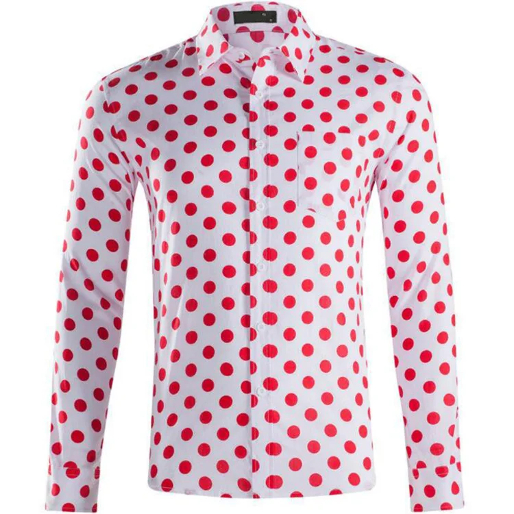 Red Polka Dot Casual Shirts Mens Vintage Spots Print Shirt Long Sleeve  Retro Street Blouses Autumn Custom Top Big Size 3XL 4XL - AliExpress