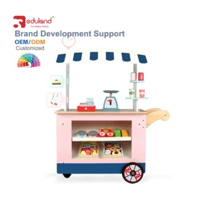 Pretend Role Play pink Wooden Dessert Shop Wooden Supermarket Toy Set