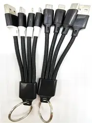 13 см Ткань 2A короткие портативный 3 в 1 USB кабель для зарядного устройства 8pinmicro Тип c USB2.0 с цепочкой для ключей для путешествий Power Bank