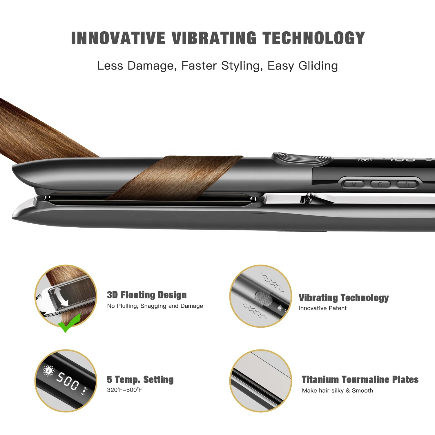 Lena Custom Fast Heated Floating Plate 480 500 Degrees Flat Irons Titanium Hair Straightener for Keratin Treatment